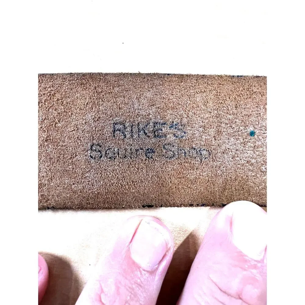 Vintage Rikes Genuine Weathered Leather‎ Belt Unique Mens Size 36